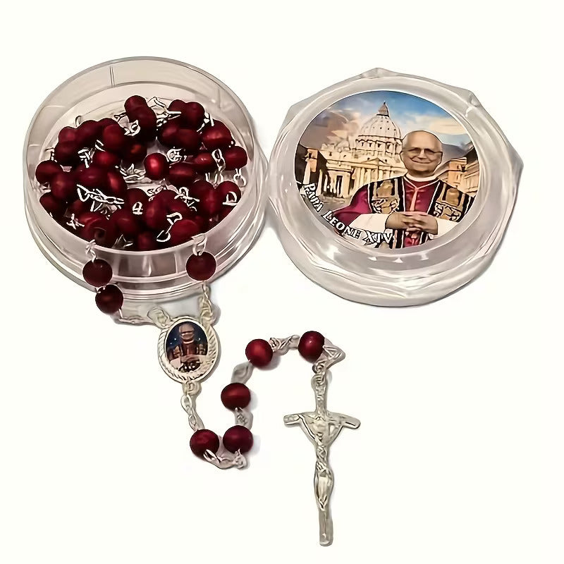 Rosario Católico con Estuche Decorativo – Edición Especial Papa León XIV
